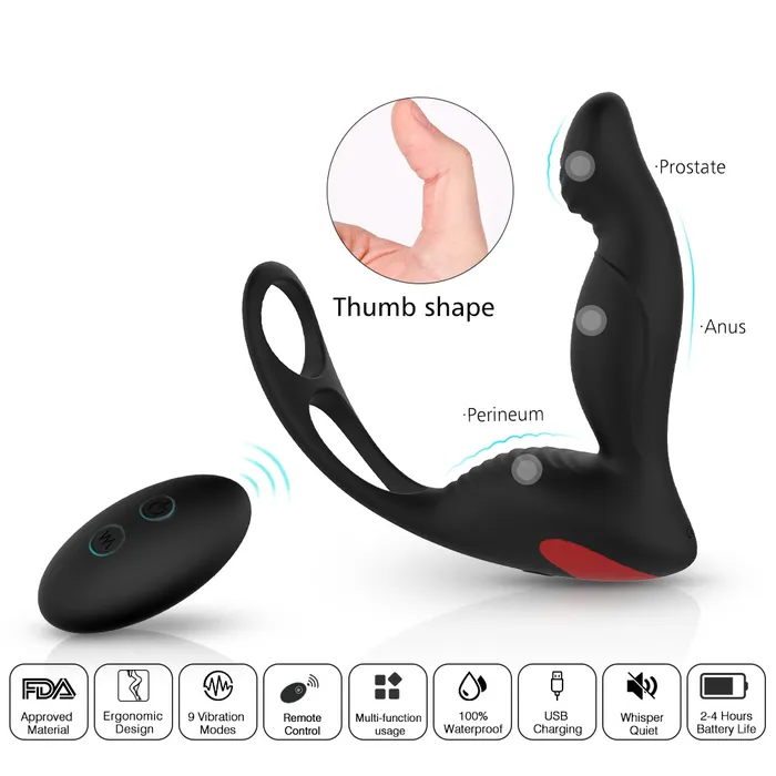 Male Sex Toys PHANXY Male Prostate Massage Vibrator Anal Plug Silicone Waterproof Prostata Stimulator Butt Delay Ejaculation Ring Toy For Men LAZADASEXTOYS