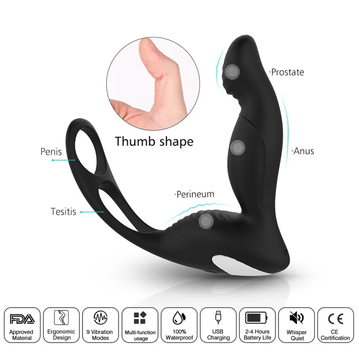 Male Sex Toys PHANXY Male Prostate Massage Vibrator Anal Plug Silicone Waterproof Prostata Stimulator Butt Delay Ejaculation Ring Toy For Men LAZADASEXTOYS