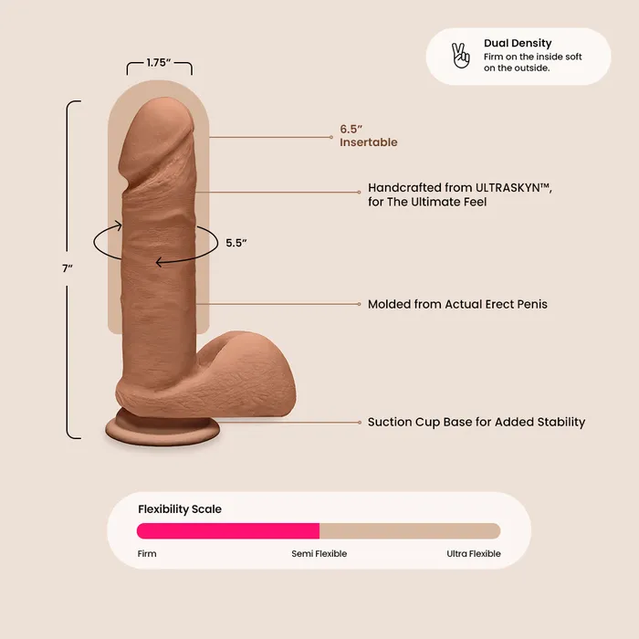 The D Perfect D 7 Inch with Balls ULTRASKYN dual density ultra realistic dildo Doc Johnson Enterprises Dildos