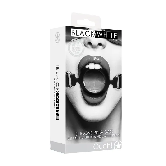 Male Sex Toys Ouch Ouch Silicone Ring Gag With Adjustable Bonded Leather Straps Black