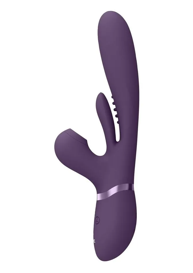 Vive Ena Rechargeable Silicone Triple Motor Thrusting GSpot with Flapper and Air Wave Clit Stimulation Vibrator Vive by Shots Female Sex Toys