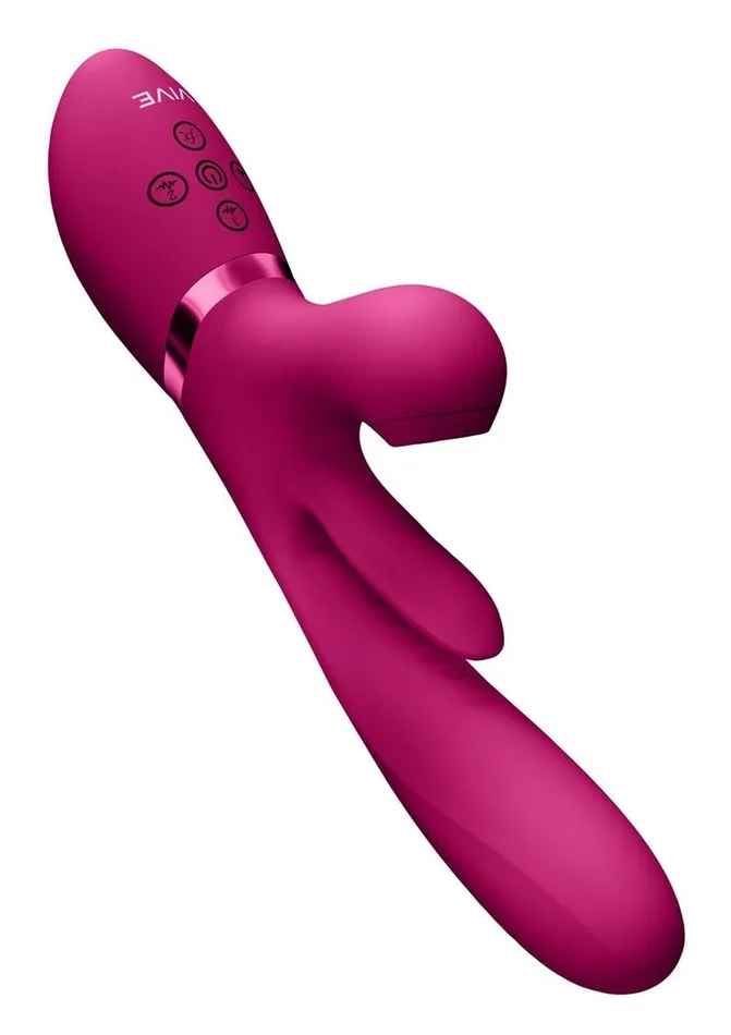 Vive Ena Rechargeable Silicone Triple Motor Thrusting GSpot with Flapper and Air Wave Clit Stimulation Vibrator Vive by Shots Female Sex Toys