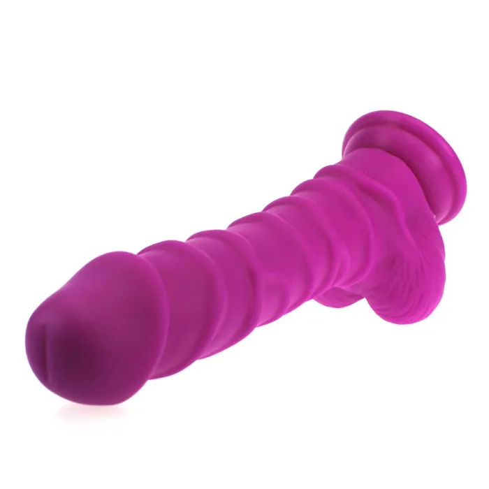 XMEN Realistic Dildo Ridged Shaft w Balls Pink Dildos